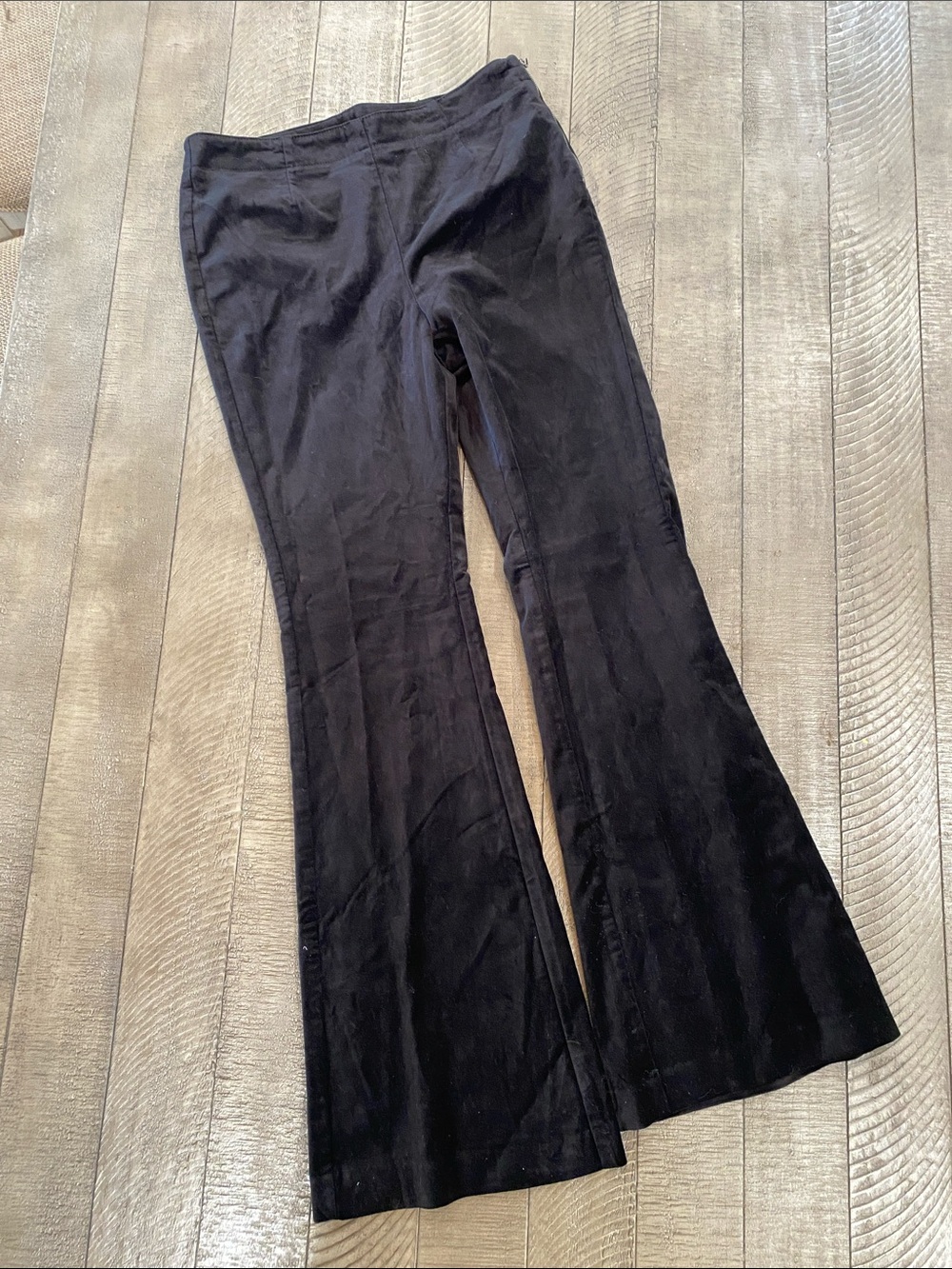 Anthropologie Black Boot Cut Velvet-Look Pants